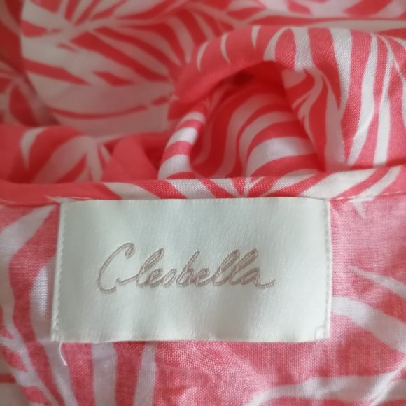 Cleobella Womens Pink V-Neck Tie Waist Tropical Swimwear Kimono Cover Up OS - Picture 5 of 7